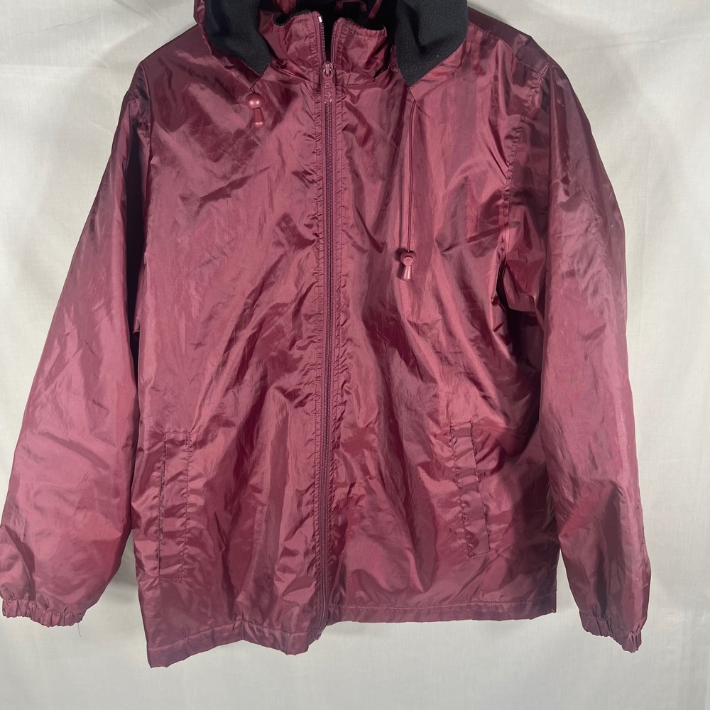 Totes Windbreaker Jacket Weatherproof Fleece Lined Burgundy Mens Large